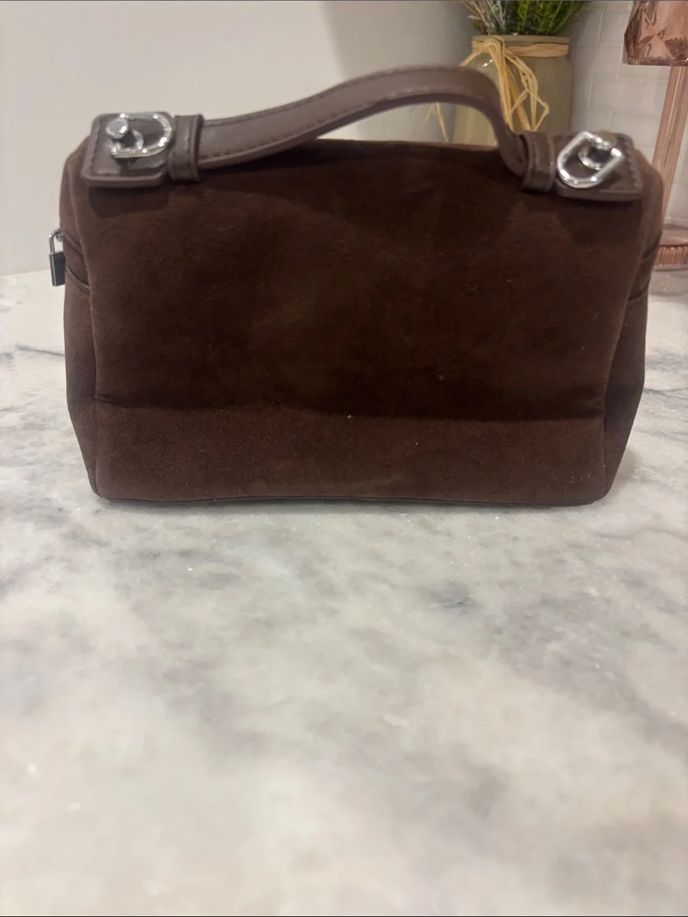 Women’s Compact Suede Travel Case - Brown